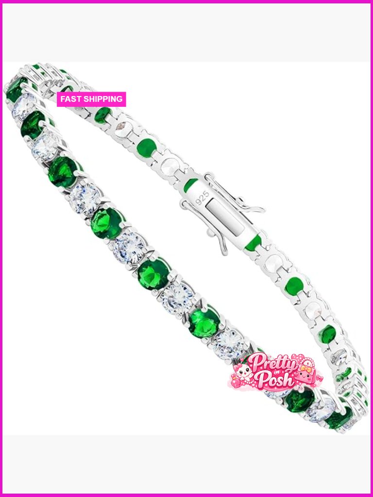 4mm Tennis Bracelet Sterling Silver 3-Layer White Gold Plated Cubic Zirconia